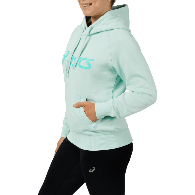 2032C583 401 ASICS 20Womens 20Fleece 20Hoodie on 20model 20detailed web