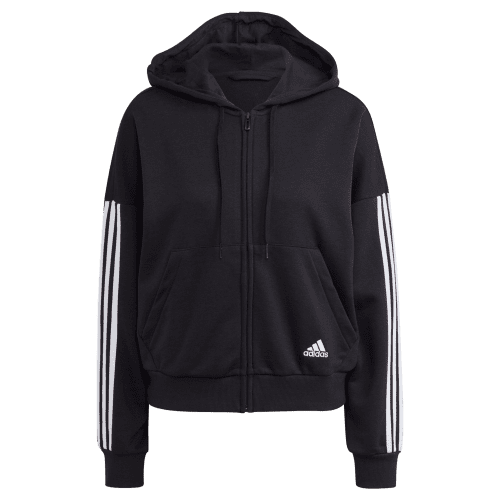 adidas 3 Stripe Full Zip Women's Hoodie, Black Image 5 - SportsPower