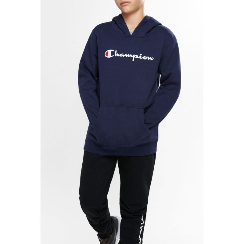 Champion Script Kids' Hoodie, Navy, Image 1 - SportsPower