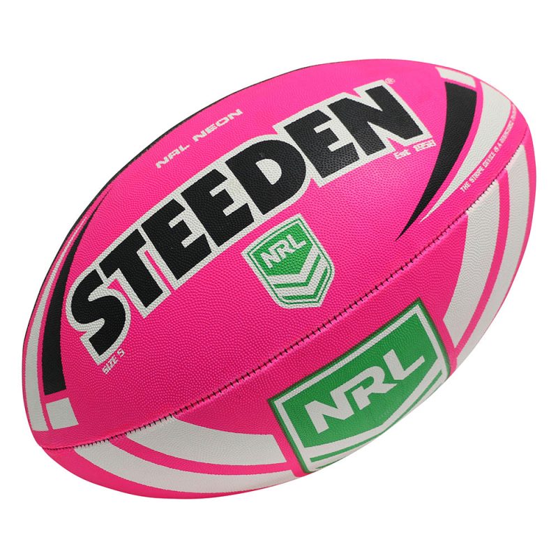 Steeden 20NRL 20Neon 20Supporter 20Rugby 20League 20Ball 19352 black 20pink 202 web